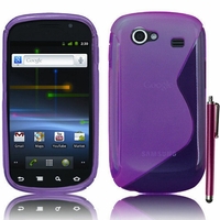 Samsung Nexus S i9020/ i9023: Coque silicone Gel motif S au dos + Stylet - VIOLET