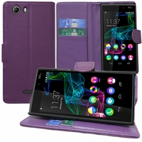 Wiko Ridge 4G: Etui portefeuille Support Video cuir PU - VIOLET