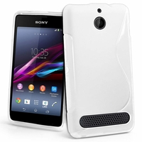 Sony Xperia E1 D2004 D2005/ E1 Dual D2104 D2114 D2105: Coque silicone Gel motif S au dos - BLANC