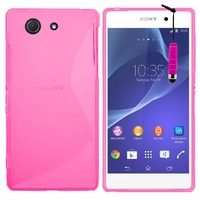 Sony Xperia Z3 Compact D5803 D5833: Coque silicone Gel motif S au dos + mini Stylet - ROSE