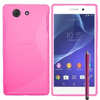 Sony Xperia Z3 Compact D5803 D5833: Coque silicone Gel motif S au dos + Stylet - ROSE