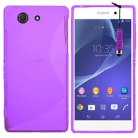 Sony Xperia Z3 Compact D5803 D5833: Coque silicone Gel motif S au dos + mini Stylet - VIOLET