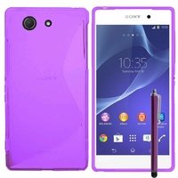 Sony Xperia Z3 Compact D5803 D5833: Coque silicone Gel motif S au dos + Stylet - VIOLET