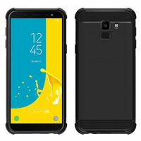 Samsung Galaxy J6 (2018)/ On6 (2018) 5.6" J600F/DS/ J600G/DS: Coque Silicone TPU Fibre de Carbone Brossé - NOIR