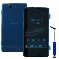 Sony Xperia Z LTE L36h C6602 C6603: Coque Silicone gel Livre rabat + mini Stylet - BLEU