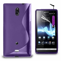 Sony Xperia T Lt30p/ LTE/ LT30a/ LT30at: Coque silicone Gel motif S au dos + mini Stylet - VIOLET