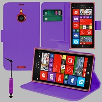 Nokia Lumia 1520/ RM-937/ RM-938/ RM-939/ RM-940: Etui portefeuille Support Video cuir PU + mini Stylet - VIOLET