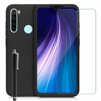 Xiaomi Redmi Note 8 6.3" M1908C3JH, M1908C3JG, M1908C3JI (non compatible Xiaomi Redmi Note 8 Pro 6.53"): Coque de protection 360° Avant Et Arrière avec Verre Trempé + Stylet - NOIR