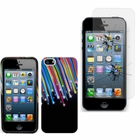 Apple iPhone 5/ 5S/ SE: Coque gel de couleur étoile filante - NOIR + 1 Film de protection d'écran Verre Trempé