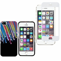 Apple iPhone 5/ 5S/ SE: Coque gel de couleur étoile filante - NOIR + 1 Film de protection d'écran Verre Trempé - BLANC