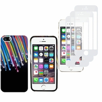 Apple iPhone 5/ 5S/ SE: Coque gel de couleur étoile filante - NOIR + 3 Films de protection d'écran Verre Trempé - BLANC