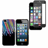 Apple iPhone 5/ 5S/ SE: Coque gel de couleur étoile filante - NOIR + 1 Film de protection d'écran Verre Trempé - NOIR