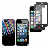 Apple iPhone 5/ 5S/ SE: Coque gel de couleur étoile filante - NOIR + 2 Films de protection d'écran Verre Trempé - NOIR
