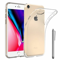 Apple iPhone SE (2020) 4.7"/ SE2/ SE (2nd generation) A2275 A2296 A2298 (non compatible iPhone SE 2016 4.0"): Coque Silicone gel UltraSlim et Ajustement parfait + Stylet - TRANSPARENT