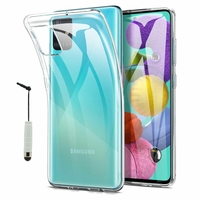 Samsung Galaxy A51 6.5" SM-A515F, A515FN, A515GN, A515FM, A515YN, A515W, A515X, A515F/DSN: Coque Silicone gel UltraSlim et Ajustement parfait + mini Stylet - TRANSPARENT