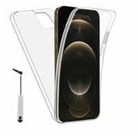 Apple iPhone 12 Pro Max 6.7" A2411 A2342 A2410 A2412 (non compatible iPhone 12 Pro 6.1"): Coque Avant et Arrière Silicone 360° protection intégrale  + mini Stylet - TRANSPARENT