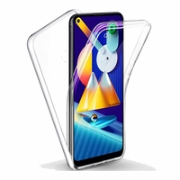 Samsung Galaxy M11 6.4" SM-M115F M115F/DS M115F/DSN [Les Dimensions EXACTES du telephone: 161.4 x 76.3 x 9 mm]: Coque Avant et Arrière Silicone 360° protection intégrale  - TRANSPARENT