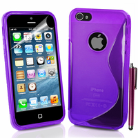 Apple iPhone 5/ 5S/ SE: Accessoire Housse Etui Pochette Coque S silicone gel + Stylet - VIOLET