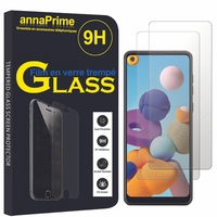 Samsung Galaxy A21 6.5" SM-A215U A215U1 A215W A215DL (non compatible Galaxy A21s): Lot / Pack de 2 Films de protection d'écran Verre Trempé