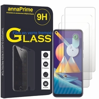 Samsung Galaxy M11 6.4" SM-M115F M115F/DS M115F/DSN [Les Dimensions EXACTES du telephone: 161.4 x 76.3 x 9 mm]: Lot / Pack de 3 Films de protection d'écran Verre Trempé