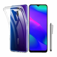 Oppo A5 (2020) 6.5" CPH1931 CPH1959 CPH1933 CPH1935 [Les Dimensions EXACTES du telephone: 163.6 x 75.4 x 9.1 mm]: Coque Silicone gel UltraSlim et Ajustement parfait + Stylet - TRANSPARENT