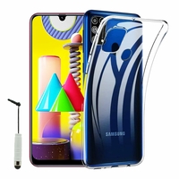 Samsung Galaxy M31 6.4" SM-M315F M315F/DS M315F/DSN [Les Dimensions EXACTES du telephone: 159.2 x 75.1 x 8.9 mm]: Coque Silicone gel UltraSlim et Ajustement parfait + mini Stylet - TRANSPARENT