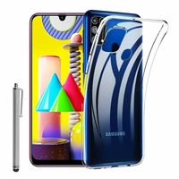 Samsung Galaxy M31 6.4" SM-M315F M315F/DS M315F/DSN [Les Dimensions EXACTES du telephone: 159.2 x 75.1 x 8.9 mm]: Coque Silicone gel UltraSlim et Ajustement parfait + Stylet - TRANSPARENT