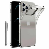 Apple iPhone 12 Pro Max 6.7" A2411 A2342 A2410 A2412 (non compatible iPhone 12 Pro 6.1"): Coque Silicone gel UltraSlim et Ajustement parfait + Stylet - TRANSPARENT