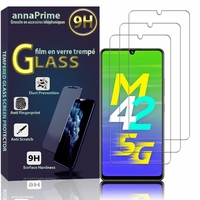 Samsung Galaxy M42 5G 6.6" SM-M426B SM-M426B/DS [Les Dimensions EXACTES du telephone: 164.4 x 75.9 x 8.6 mm]: Lot / Pack de 3 Films de protection d'écran Verre Trempé