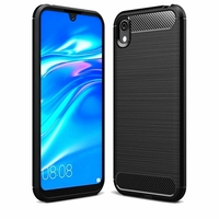 Honor 8S 2020 5.71" KSA-LX9 [Les Dimensions EXACTES du telephone: 147.1 x 70.8 x 8.5 mm]: Coque Silicone TPU Fibre de Carbone Brossé - NOIR