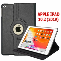 Apple iPad 10.2 (2019)/ iPad 7th Gen/ iPad (7th generation) A2197 A2200 A2198 [Les Dimensions EXACTES du Tablette: 250.6 x 174.1 x 7.5 mm]: Etui Cuir PU Support Rotatif 360° - NOIR