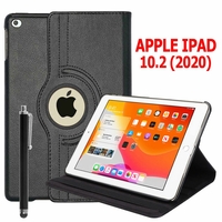 Apple iPad 10.2 (2020)/ iPad 8th Gen/ iPad (8th generation) A2428 A2429 A2270 A2430 [Les Dimensions EXACTES du Tablette: 250.6 x 174.1 x 7.5 mm]: Etui Cuir PU Support Rotatif 360° + Stylet - NOIR
