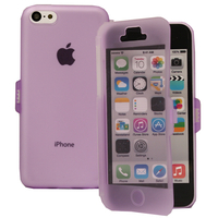 Apple iPhone 5C: Accessoire Coque Etui Housse Pochette silicone gel Portefeuille Livre rabat - VIOLET