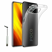 Xiaomi Poco X3 Pro 6.67" M2102J20SG M2102J20SI [Les Dimensions EXACTES du telephone: 165.3 x 76.8 x 9.4 mm]: Coque Silicone gel UltraSlim et Ajustement parfait + mini Stylet - TRANSPARENT