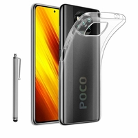 Xiaomi Poco X3 Pro 6.67" M2102J20SG M2102J20SI [Les Dimensions EXACTES du telephone: 165.3 x 76.8 x 9.4 mm]: Coque Silicone gel UltraSlim et Ajustement parfait + Stylet - TRANSPARENT