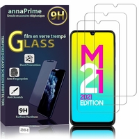 Samsung Galaxy M21 2021/ M21 2021 Edition 6.4" SM-M215G SM-M215G/DS [Les Dimensions EXACTES du telephone: 159 x 75.1 x 9 mm]: Lot / Pack de 3 Films de protection d'écran Verre Trempé