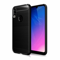 Huawei Y6S (2019)/ Honor 8A 2020/ 8A Prime 6.09" JAT-LX3 JAT-L29 JAT-LX1 JAT-L41[Les Dimensions EXACTES du telephone: 156.3 x 73.5 x 8 mm]: Coque Silicone TPU Fibre de Carbone Brossé - NOIR