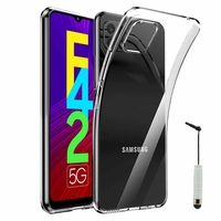 Samsung Galaxy F42 5G 6.6" SM-E426B SM-E426B/DS [Les Dimensions EXACTES du telephone: 167.2 x 76.4 x 9 mm]: Coque Silicone gel UltraSlim et Ajustement parfait + mini Stylet - TRANSPARENT