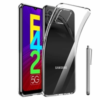 Samsung Galaxy F42 5G 6.6" SM-E426B SM-E426B/DS [Les Dimensions EXACTES du telephone: 167.2 x 76.4 x 9 mm]: Coque Silicone gel UltraSlim et Ajustement parfait + Stylet - TRANSPARENT