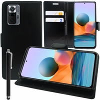Xiaomi Redmi Note 10/ Note 10S 6.43" M2101K7AI (non compatible Xiaomi Redmi Note 10 5G 6.5"/ Xiaomi Mi Note 10 6.47"): Etui portefeuille Support Video cuir PU + Stylet - NOIR