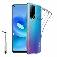 Oppo A95 5G 6.43" PELM00 (non compatible avec Oppo A95 4G): Coque Silicone gel UltraSlim et Ajustement parfait + mini Stylet - TRANSPARENT