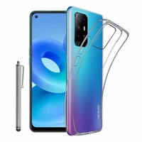 Oppo A95 5G 6.43" PELM00 (non compatible avec Oppo A95 4G): Coque Silicone gel UltraSlim et Ajustement parfait + Stylet - TRANSPARENT