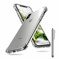 Apple Iphone X 5.8"/ iPhone 10/ iPhone Ten: Coque Silicone TPU Souple anti-choc ultra résistant avec Coins Renforcés + Stylet - TRANSPARENT