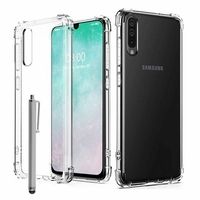 Samsung Galaxy A30S 6.4" SM-A307F A307FN A307G A307GN A307GT A307YN [Les Dimensions EXACTES du telephone: 158.5 x 74.7 x 7.8 mm]: Coque Silicone TPU Souple anti-choc ultra résistant avec Coins Renforcés + Stylet - TRANSPARENT
