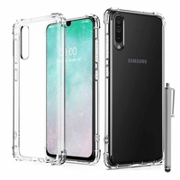 Samsung Galaxy A50S 6.4" SM-A507FN A507FN/DS [Les Dimensions EXACTES du telephone: 158.5 x 74.5 x 7.7 mm]: Coque Silicone TPU Souple anti-choc ultra résistant avec Coins Renforcés + Stylet - TRANSPARENT