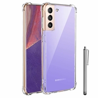 Samsung Galaxy S21 5G 6.2" SM-G991 G991B G991B/DS G991U (non compatible Galaxy S21+ 5G/ S21 Plus 5G 6.7"): Coque Silicone TPU Souple anti-choc ultra résistant avec Coins Renforcés + Stylet - TRANSPARENT