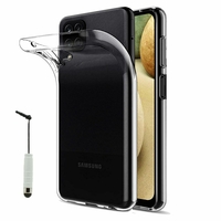 Samsung Galaxy A12 6.5" SM-A125F SM-A125F/DSN SM-A125F/DS [Les Dimensions EXACTES du telephone: 164 x 75.8 x 8.9 mm]: Coque Silicone gel UltraSlim et Ajustement parfait + mini Stylet - TRANSPARENT