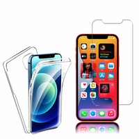 Apple iPhone 12 mini 5.4": Coque Housse Silicone Gel TRANSPARENTE ultra mince 360° protection intégrale Avant et Arrière - TRANSPARENT + 1 Film de protection d'écran Verre Trempé
