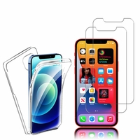 Apple iPhone 12 mini 5.4": Coque Housse Silicone Gel TRANSPARENTE ultra mince 360° protection intégrale Avant et Arrière - TRANSPARENT + 2 Films de protection d'écran Verre Trempé