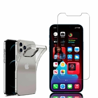 Apple iPhone 12 Pro Max 6.7": Etui Housse Pochette Accessoires Coque gel UltraSlim - TRANSPARENT + 1 Film de protection d'écran Verre Trempé